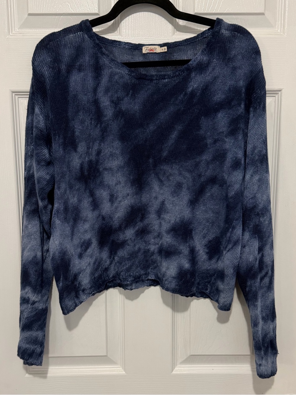 Faherty Blue Tie-Dye Long Sleeve Knit Top